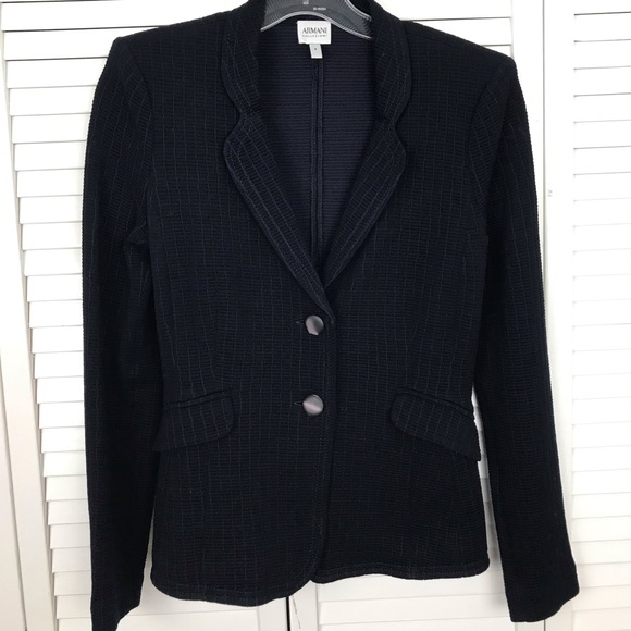 ARMANI COLLECZIONI | NAVY FITTED BLAZER - Picture 1 of 7